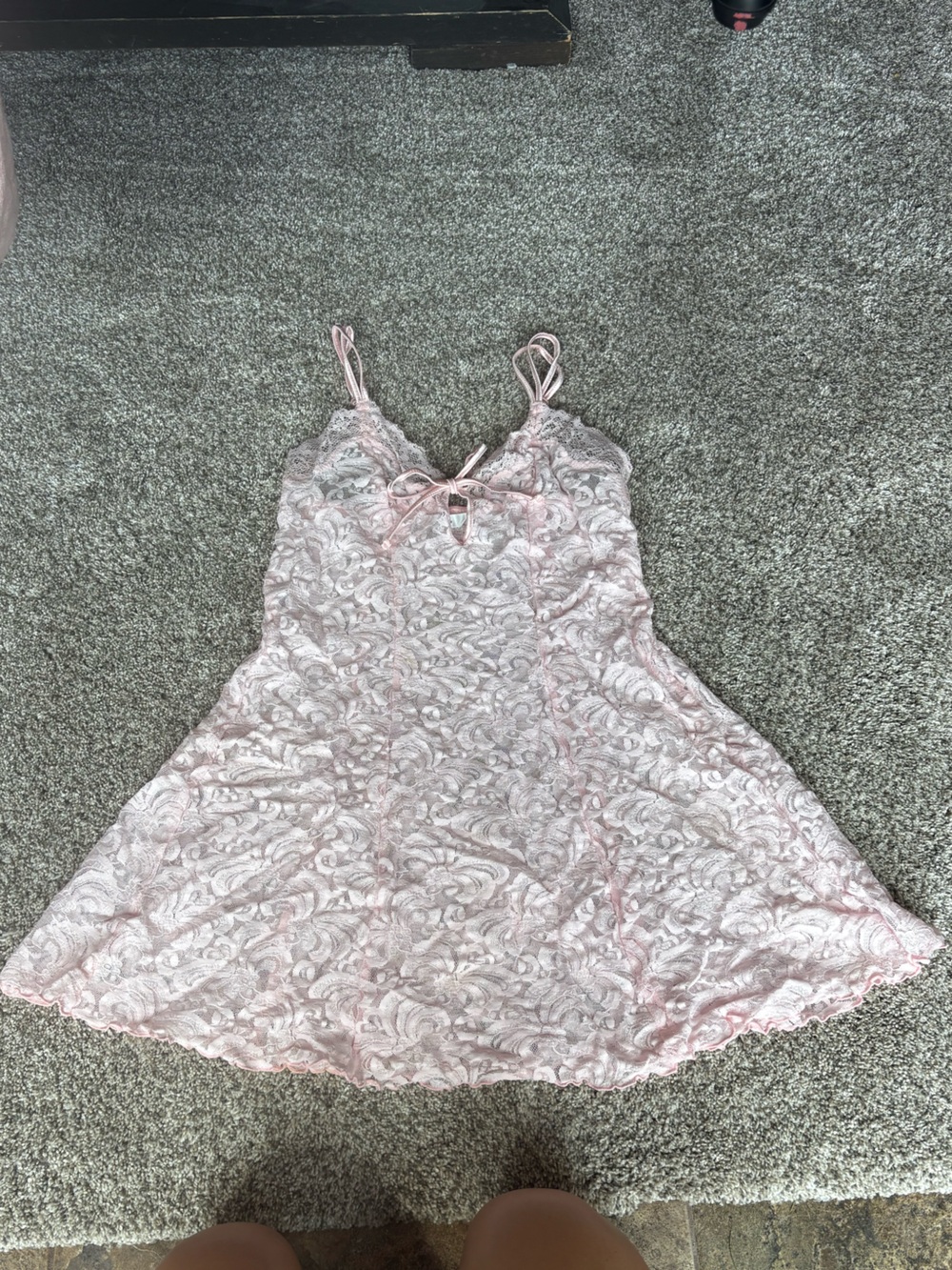 delicates Pink Lace Chemise with Adjustable Straps